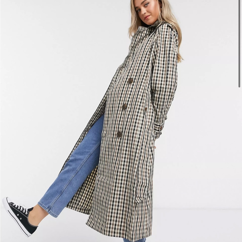 Checked trench coat - worn once  ASOS